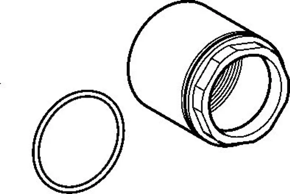 Runde, metallene Verbindung mit Innengewinde und einer abnehmbaren Dichtung. Die Ringschraube gehört zur Marke HANSA und dient zur sicheren Befestigung von Komponenten.
